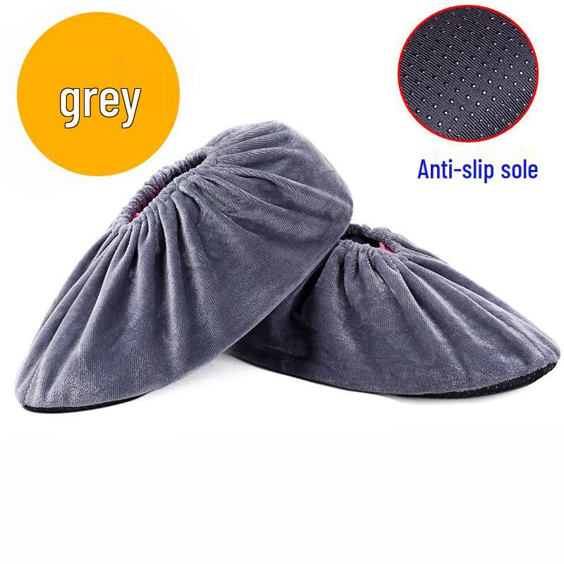 Non-slip, Wear-resistant Indoor Shoe Covers: Thickened, Dustproof, Machine Washable for Home, Computer Rooms, and Students. Enlarged Fleece Design.