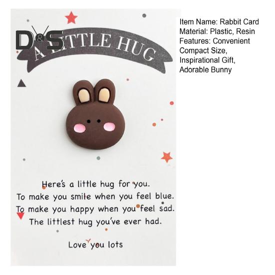 Pocket Hug Rabbit Card Little Pocket Bunny Ornament with Positive Card Pocket Hug Token Inspirational Bunny Card for Family Friends Employee