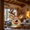 Reusable Winter Window Art Christmas Static Clings, Peeking Santa Reindeer Stickers, Removable Festive Decorations No?Glue Cartoon Decals