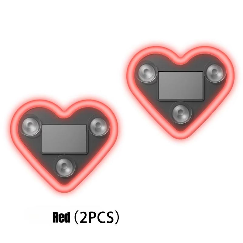 2Pcs Car LED Ambient Light-Solar-Powered Heart-Shaped LED Neon Light, Solar-Powered Heart-Shaped Atmosphere Light with 3 Modes,IP65 Waterproof