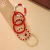 Five Piece Bohemian Bracelet Set Soft Ceramic Elastic Rope Handmade Love Gold Bead Jewelry Christmas Color Fashion Bracelet