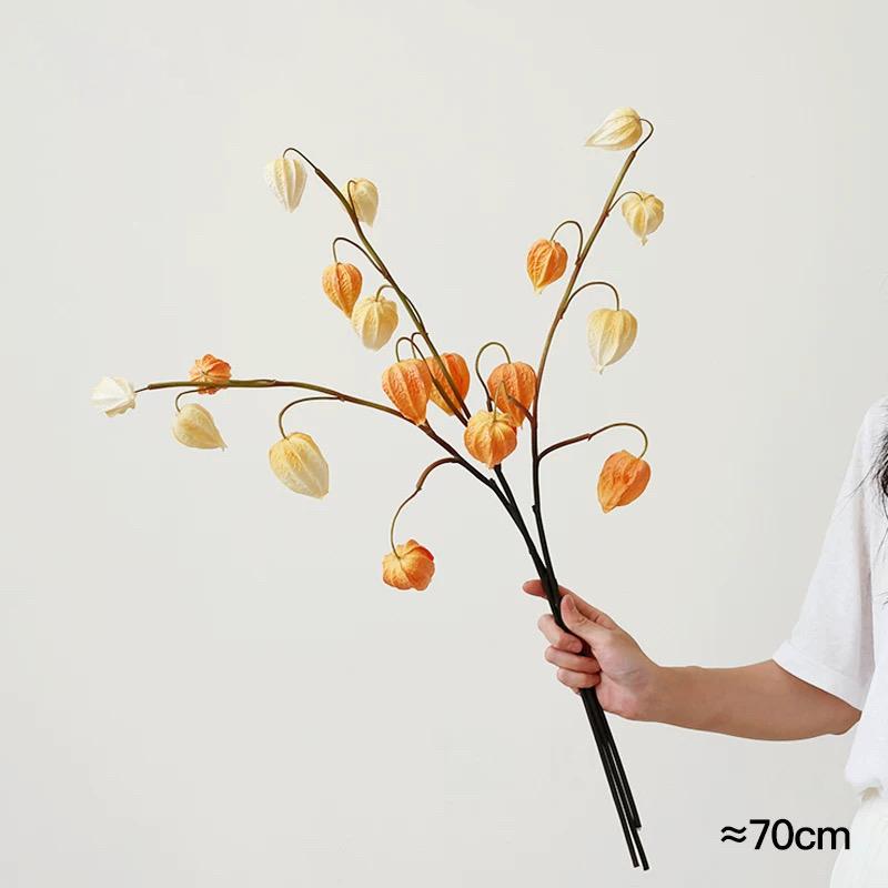 3 stuks Kunstmatige Lampionbessen Herfstdecoratie Stelen Nep Chinese Lantaarn Vruchtenplant Herfst Bloemschikking Woondecoratie