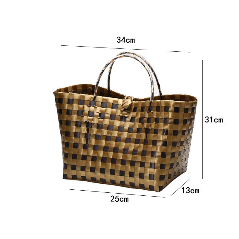 Vietnamese Large Imitation Rattan Handled Storage and Grocery Basket