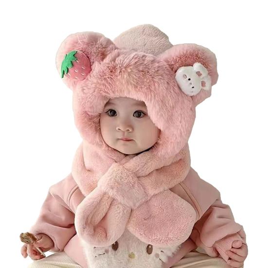 Kids Hat And Scarf Set Winter Plush Ear Flap Hat with Scarf for Boys Girls Warm Cold Weather Knit Accessories