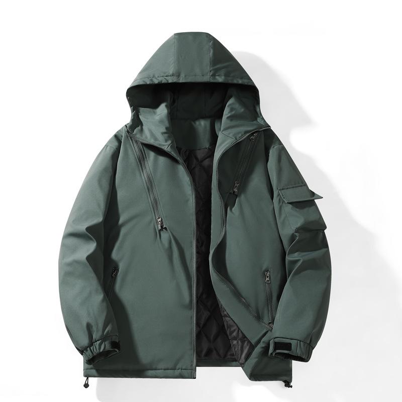 

Padded clothes men s winter trend loose hooded jacket waterproof jacket youth thickened warm men s outdoor cotton clothes S