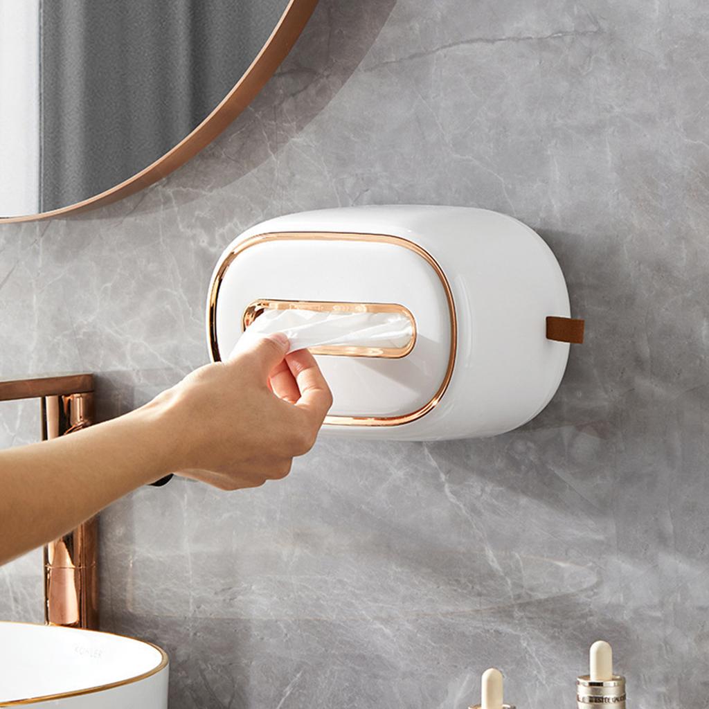 Tissue Box Holder With Spring Desktop Wall mounted Tissue Box Cover Paper Towel Dispenser Paper Extraction Dispenser