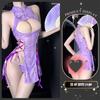 Sex Underwear Purple Butterfly Cheongsam Showing Breasts Small Breasts Passion Pure Desire Bed Free-of-charge Robe Set