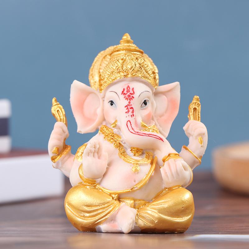 Elephant God Figurine Desktop Hindu Resin Luck And Wealth Art Statue Ornament