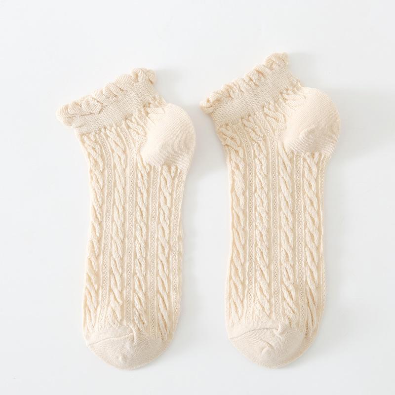 5/10 Paar Bequeme Lässige und Vielseitige Frühling- und Sommersocken: Lässige Damen Kurzsocken Niedliche Netzspitze Atmungsaktiv Niedrig geschnitten Kurze Socken