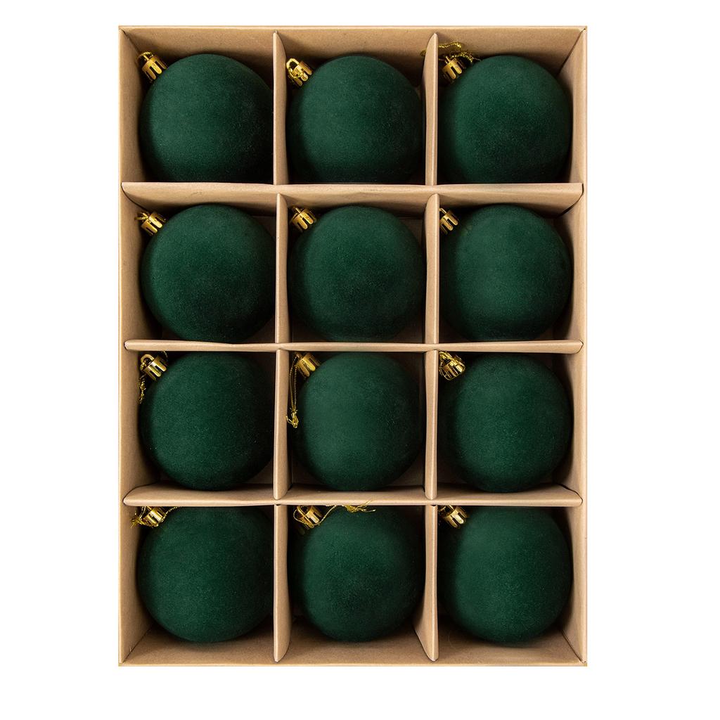 6 Pack Flocked Christmas Ornament Hanging Decorations for Tree Holiday Party Supplies