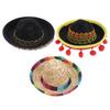 POPETPOP 3-Piece Sombrero Party Hats for Halloween Dog Costumes, Sombrero Headbands with Small Ball Hair Hoops for Pet Kitten Party Decorations