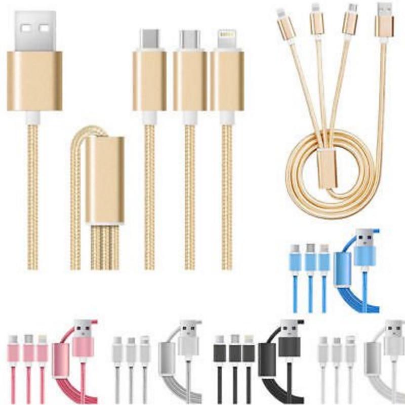 Usb 3in1 Charger Cable Micro Typec Data Sync Cable For Iphone 5 6 Android 7plus