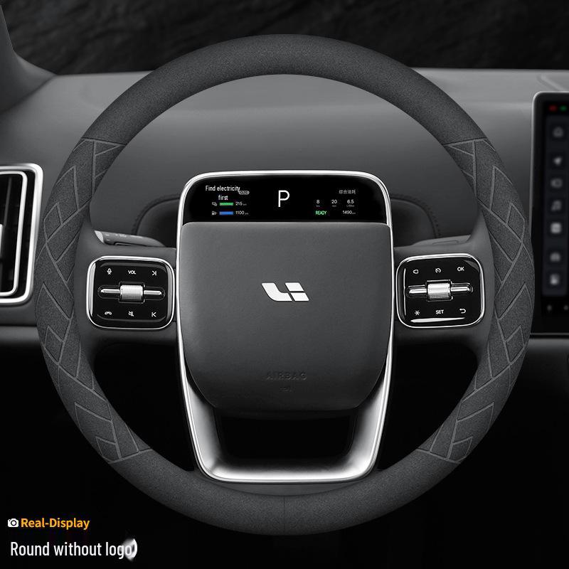 Použitelný Ideální L9L8 Ultratenký Semišový Potah Volantu, Absorbující Pot, Protiskluzový, Pravá Kůže, pro Muže a Ženy