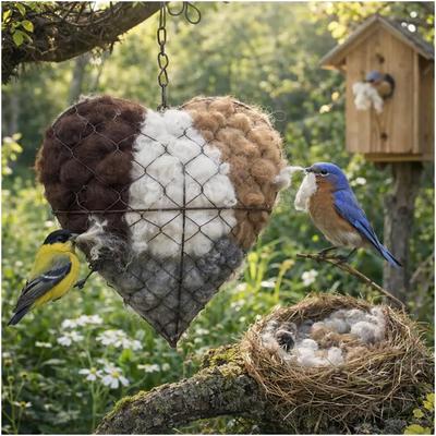 Wiederbefüllbares Vogelnest Herzform Kolibri-Nistkasten mit Materialien Wintergeflügel Geschenke Tier Kolibris Liebhaber Haus Garten Hof