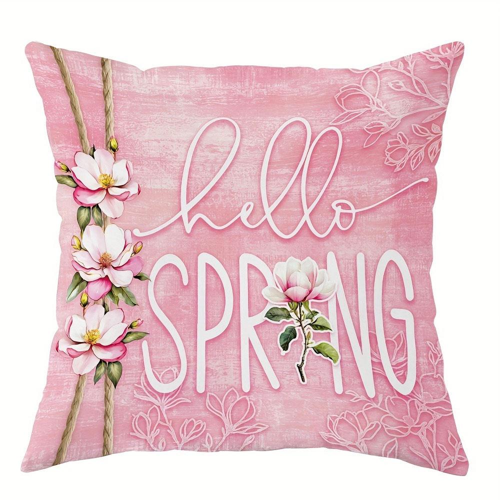 Pink Floral Spring Print Nordic Home Decor Pillowcase Bedroom Living Room Sofa Decoration Polyester Cushion Cover with Zipper