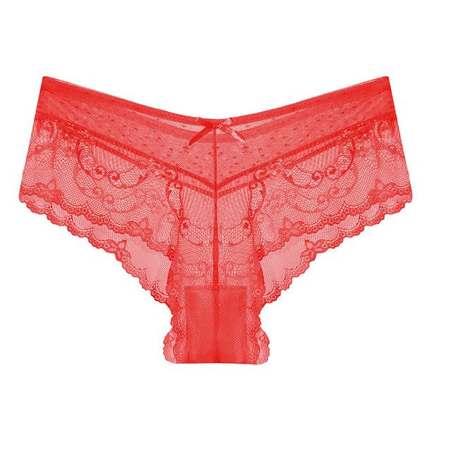 Dünne Mesh-Blumen-Stickerei-Spitze-Damenunterwäsche, transparente Versuchung, sexy Höschen, durchsichtige nahtlose Slips