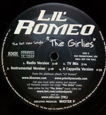 12inch Record LIL' ROMEO - The Girlies / My Baby SPRO81549PROMO Priority Record 2001 US Rap & Hip-Hop/R&B Used
