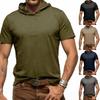 Camiseta con capucha de manga corta para hombre, top deportivo casual
