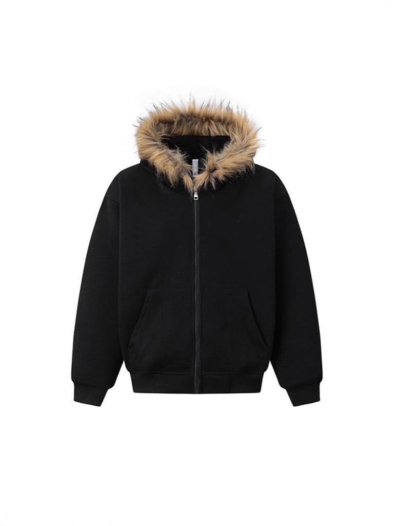 2025 Premium Retro Fur Collar Hoodie Cardigan Jacket for Men & Women - Autumn Trendy Couple Wear