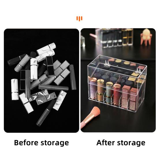 Transparent Lipstick Storage Box Organizer with 18 Compartments Large Capacity Dustproof Lipstick Nail Polish Container