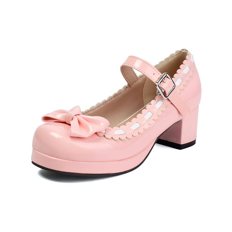 

Meotina Women Patent Leather Mary Janes Pumps Round Toe Thick High Heels Buckle Platform Glove Shoes Ladies Fashion Shoes Spring Autumn 46 39 рожевий