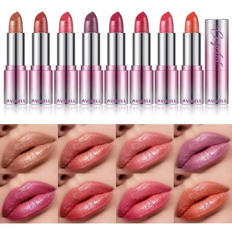 14Color Metallic Violet Lipstick Polarizing Pigment Diamond Glitter Lipgloss Waterproof Lasting Gold Pearl Shine Sexy Lip Makeup