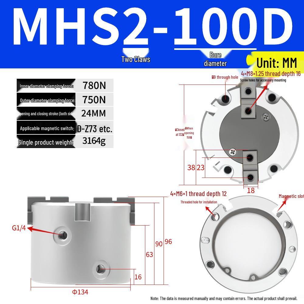 SMC Pneumatic Gripper Fingers: Two-Jaw, Three-Jaw, Four-Jaw MHS2/3/4-16D/25D/40D/50/63D