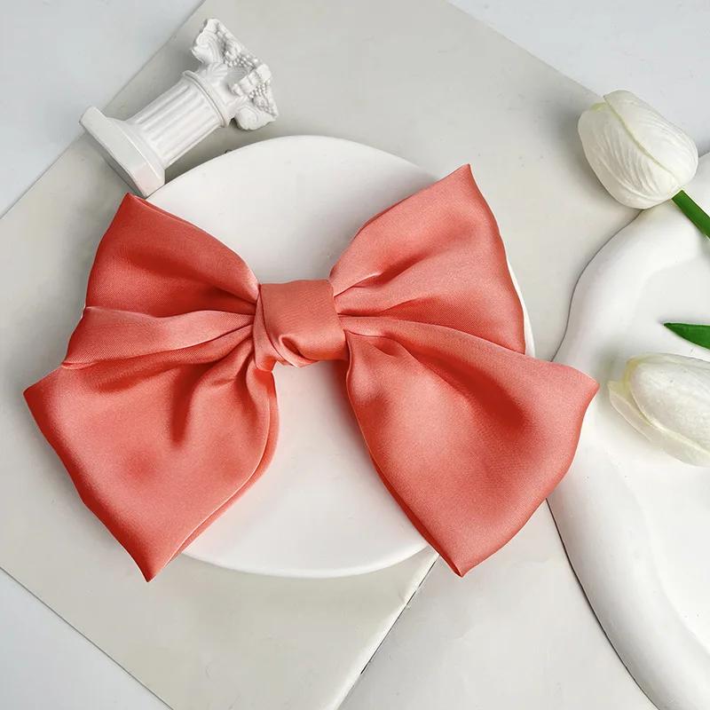 Big Hair Bow Ties Hair Clips Satin Two Layer Butterfly Bow For Women Bowknot Hairpins Trendy Girls Hair Accessories Barrettes