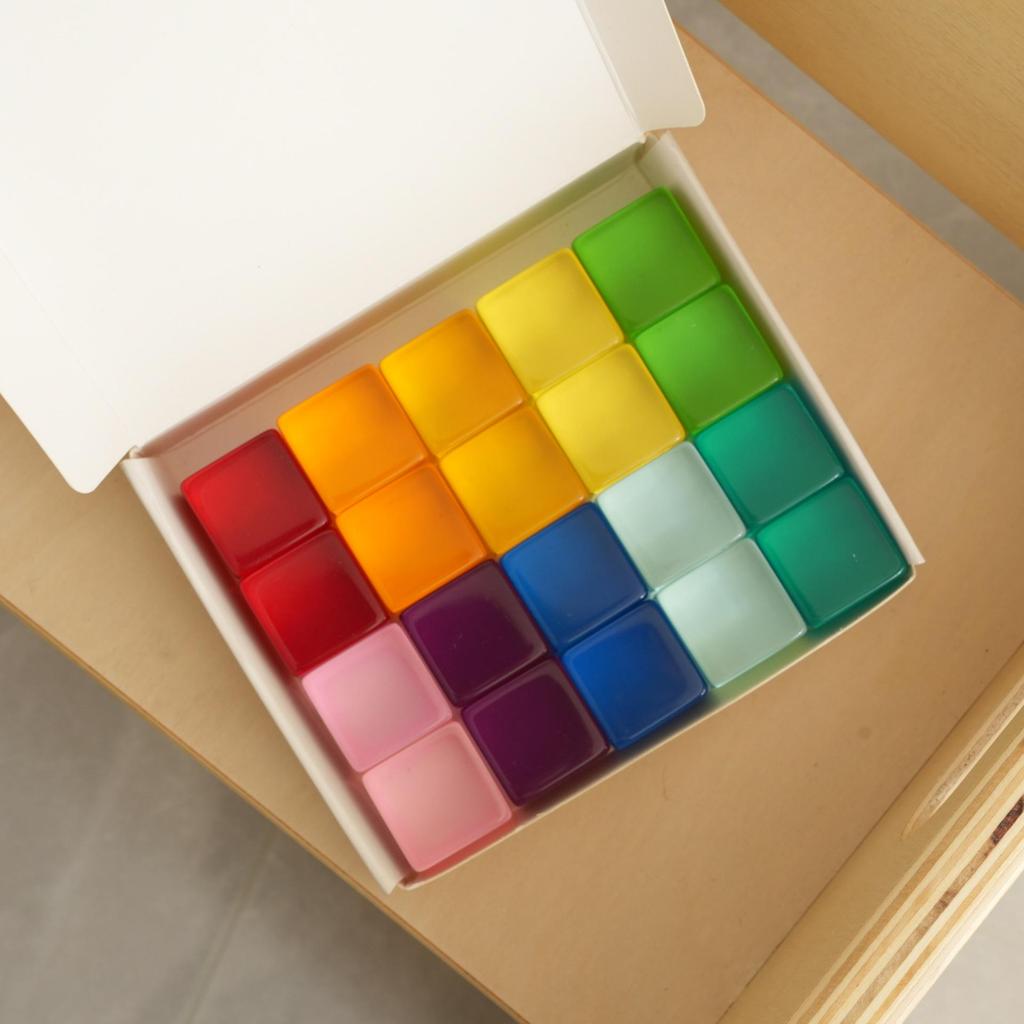 Transparent Rainbow 3D Building Blocks: Educational Acrylic Cubes for Children