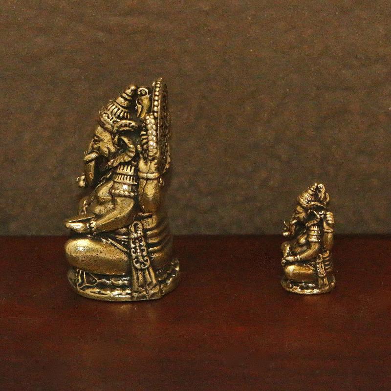 1/3Pcs Asia India Thailand Elephant God Figure Sculpture Mini Vintage Brass Ganesha Statue Home Office Desk Decorative Ornament