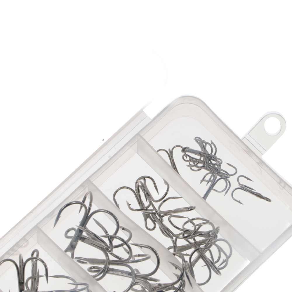 Sharpened High Carbon Steel Silver Fishhooks Barbed Fishhook 2/4/6/8/10 Treble Fishing Hook