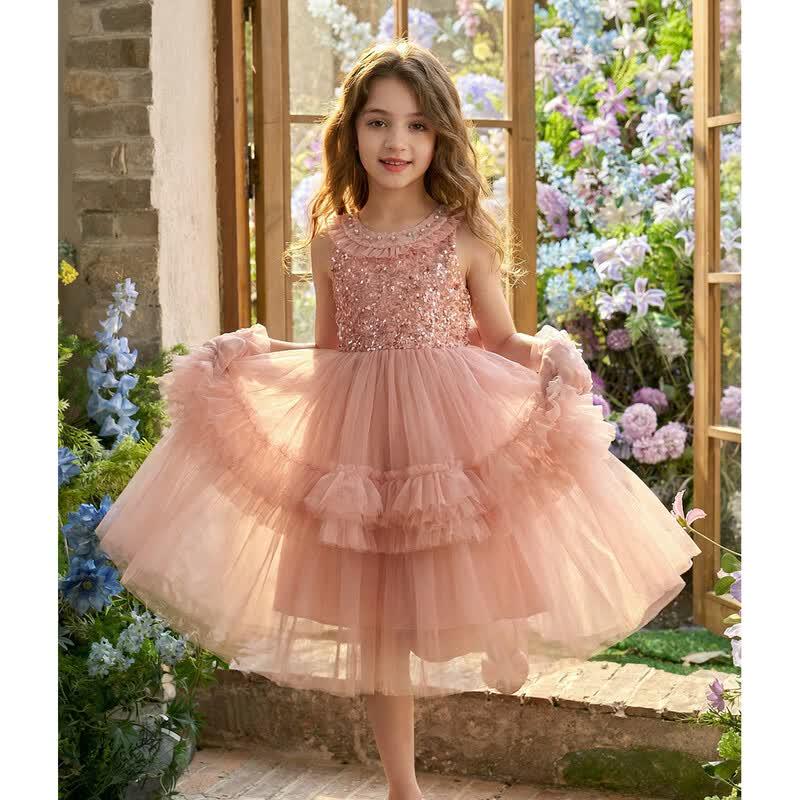 Montagut Girls Sequin Halter A-Line Summer Dress 140
