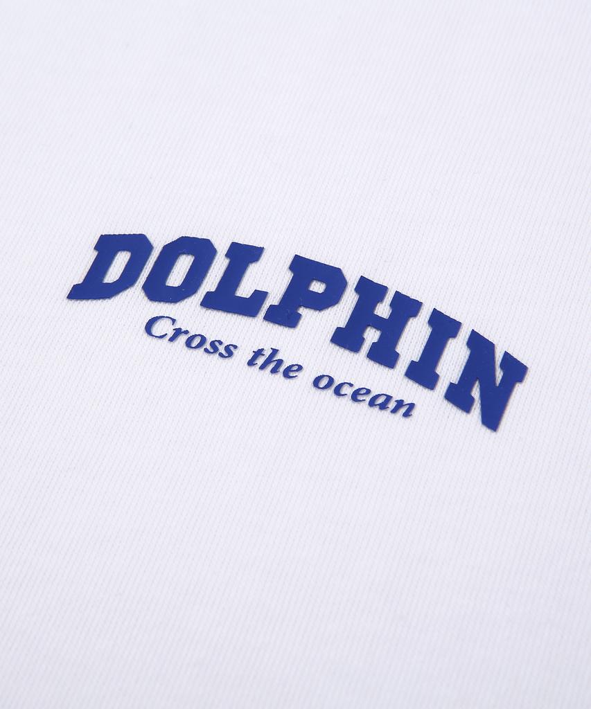 DOLPHIN WAVE APPAREL Dolphin Arch Logo Long Sleeve T-Shirt White