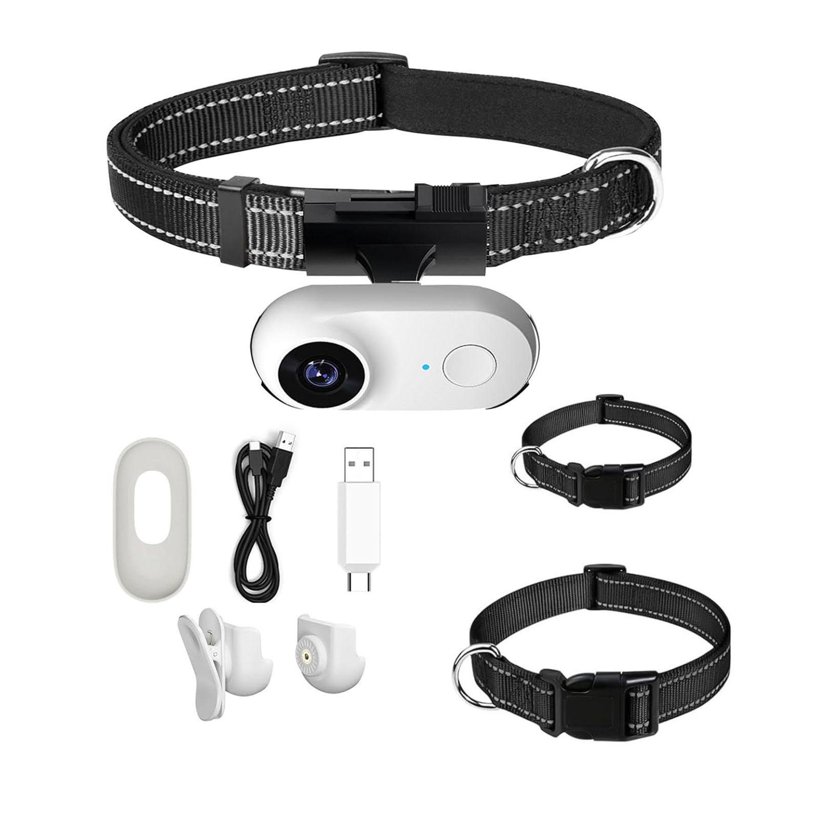 

Камера на ошейнике для домашних животных с широким углом обзора для кошек и собак, цифровой регистратор для наблюдения за активностью в помещении и на улице белый