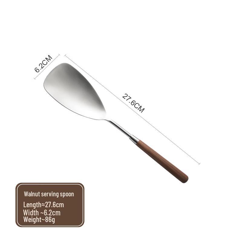 cmaos 304 Stainless Steel Walnut Wood Serving Spoons (2-Pack)
