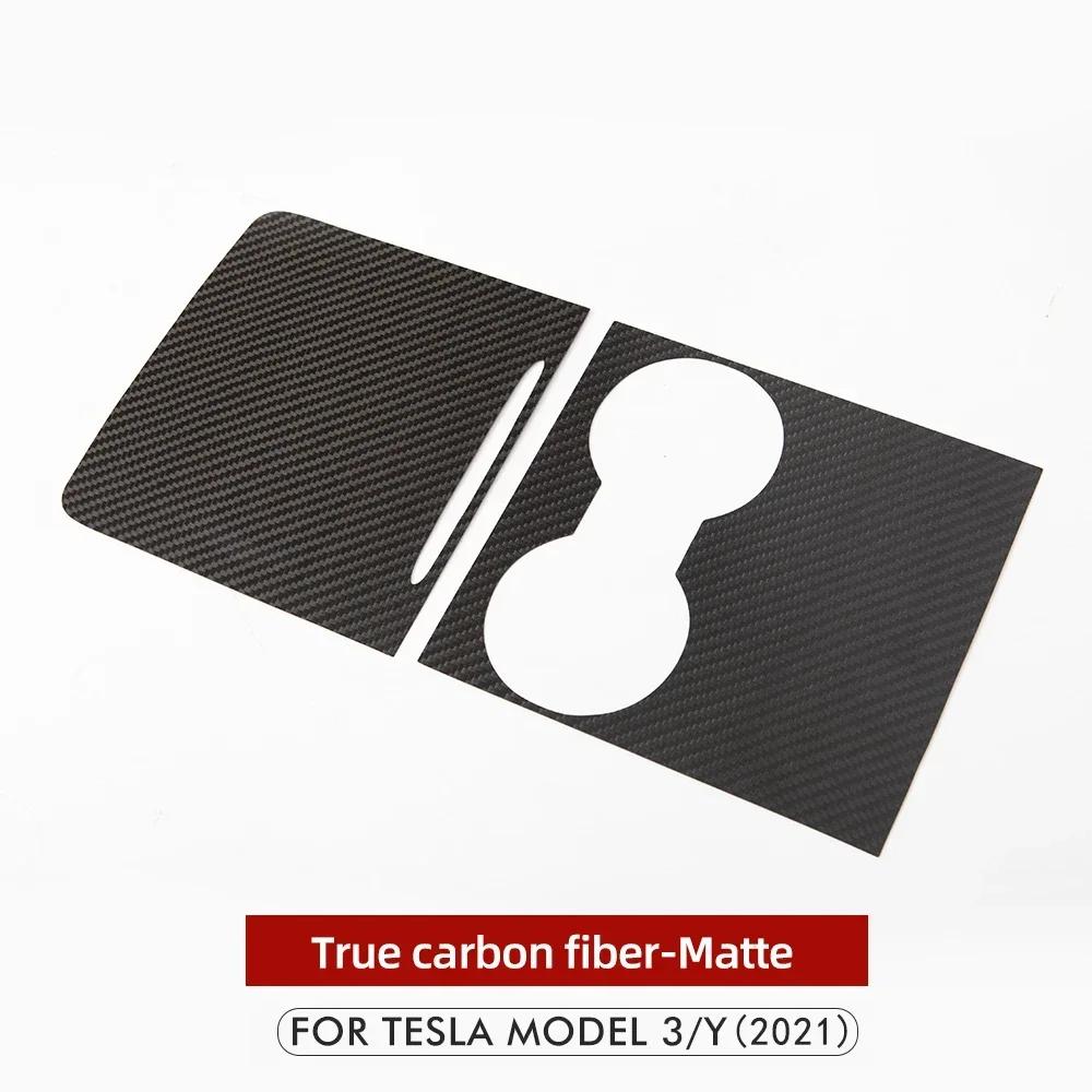 Skydd för mittkonsol i äkta kolfiber för Tesla Model 3 Y 2024-2024 Klistermärke för mittpanel Biltillbehör för interiör