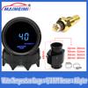 52mm Wassertemperaturanzeige Blaue LED-Beleuchtung mit 16mm-40mm Anschlussrohr-Adapter Schwarz/Blau mit Wassertemperatur 1/8NPT Sensor