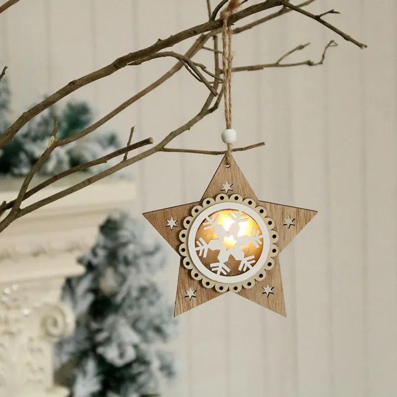 Nouvelles décorations de Noël 2020, pendentif pour sapin de Noël, pendentif lumineux en bois original, cadeaux de Noël