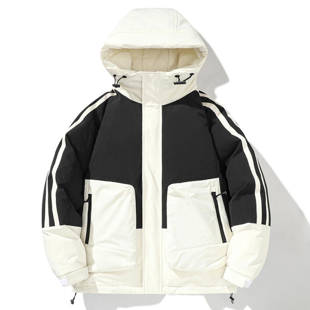 Men's new down jacket winter trend hooded jacket couple men's and women's same thickened white duck down cold top