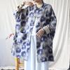 Women Vintage Bat Sleeve Print Floral Stand Coats Chinese Style Cloths Spring Loose Coats