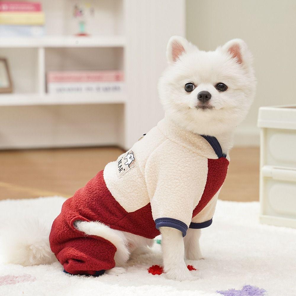 Cartoon Bear Pattern Puppy Harness Coat Warm Pet Coat Hoodie Dog Jumpsuit  for Autumn Winter