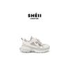 Cowhide version 7cm genuine leather double-layer thick-soled heightening gray casual sports shoes female dad shoes