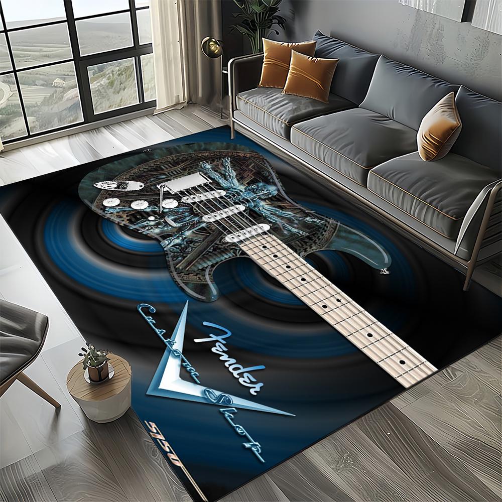 27 Styl Nowy Fender Retro Gitara Instrumenty Muzyka Dywan 3D do Salonu Sypialni Domu Dekoracja Sofy, Antypoślizgowa Mata Podłogowa