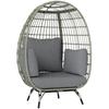 Rattan Egg Chair With Cushions And Pillows Charcoal Grey