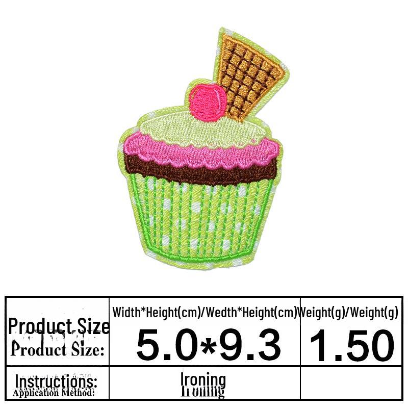 

Вышитая нашивка с изображением торта-мороженого для детской одежды - на клейкой основе для украшения отверстий
