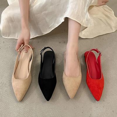 Damenschuhe 2024 Neue Slingbacks Damen Flache Absätze Klassiker Mode Sexy Kleid Pumps Damen Spitzschuh Einfarbige Schuhe Damen