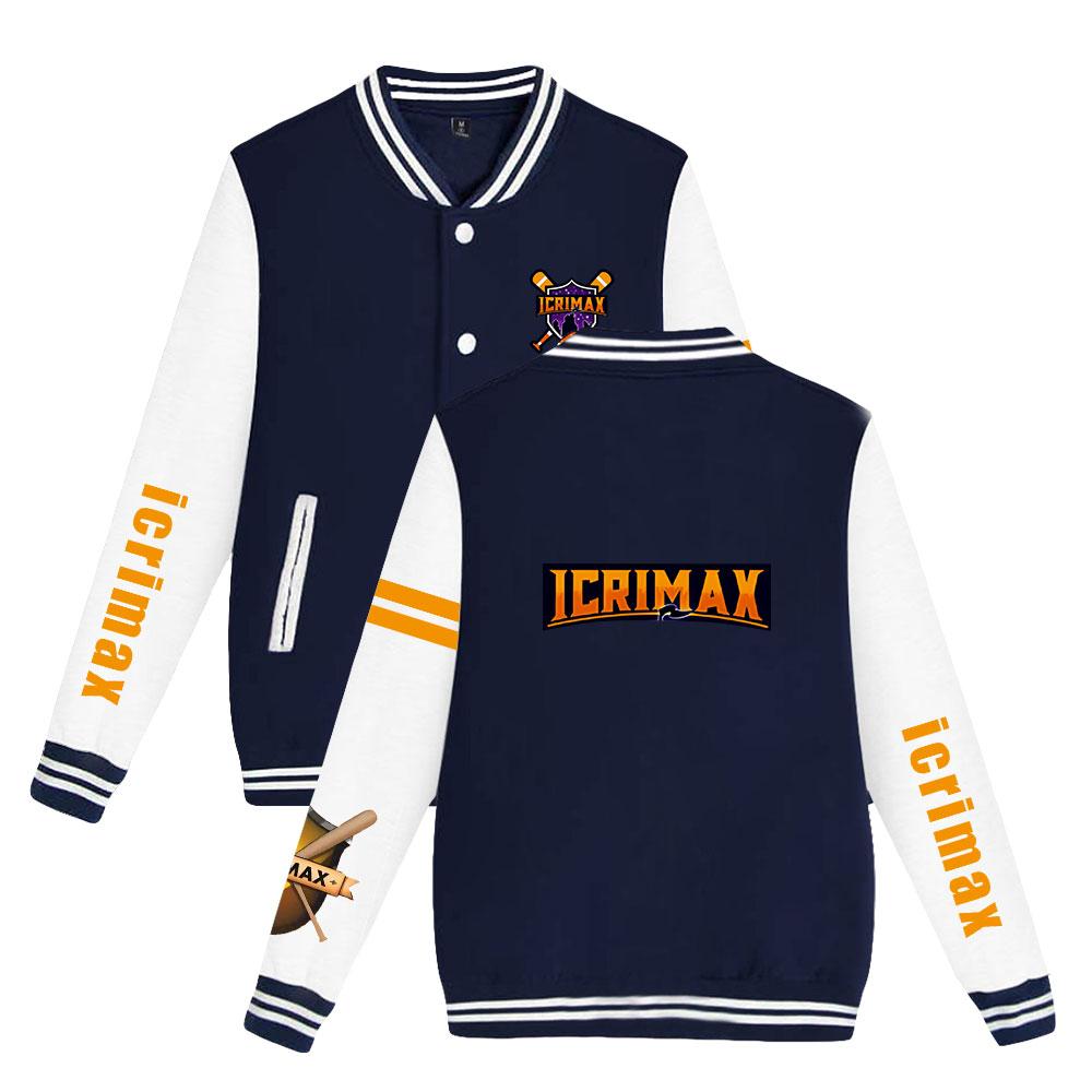 

Унисекс-мода для поклонников Icrimax Printed Baseball Sweatshirt Women Men Outdoor Sport Jackets XS темно-синий