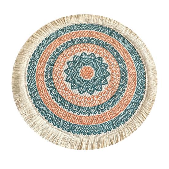 Yousheng Vintage Round Coasters, Pastoral Cotton Linen Placemats, Soft Jute Tassels Drink Mats, Handwoven Table Pads Mats Accessories