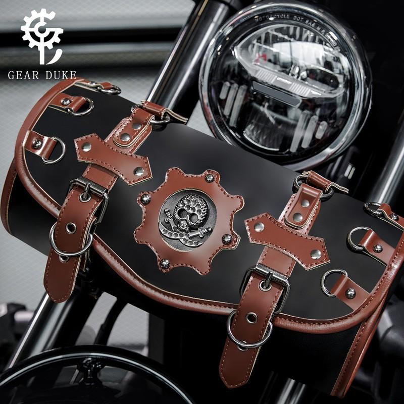Sac de guidon de moto Sacoche à outils étanche Vélo rétro Harley Accessoire de rangement pour équitation en extérieur