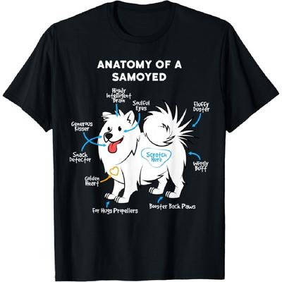 Anatomie van een Samojeed Grappige Hond Meesteres Meester T-shirt voor Mannen Vrouwen Meisjes Kinderen